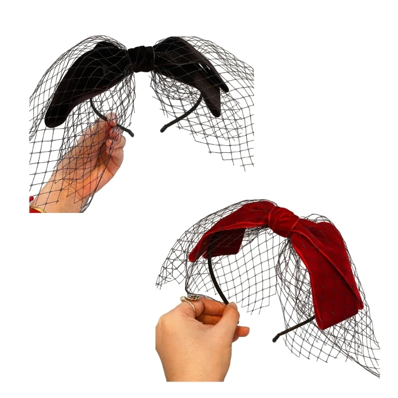 

Elegant Mesh Hair Bands Photo Booth Props Oversized Bow Headband Party Headpiece Princess Headband for Music Festivals