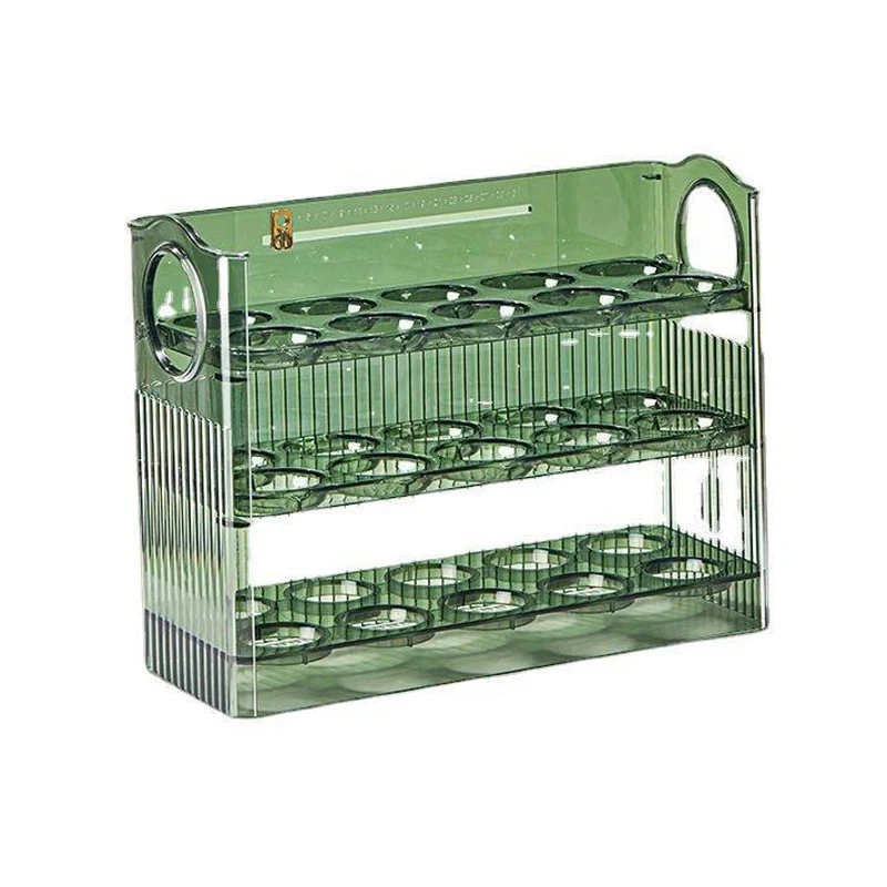 Auto Flip Egg Organizer, 3-Tier Egg Holder Storage 30 Count, Egg Storage Container For Refrigerator Side Door Or Countertop 5