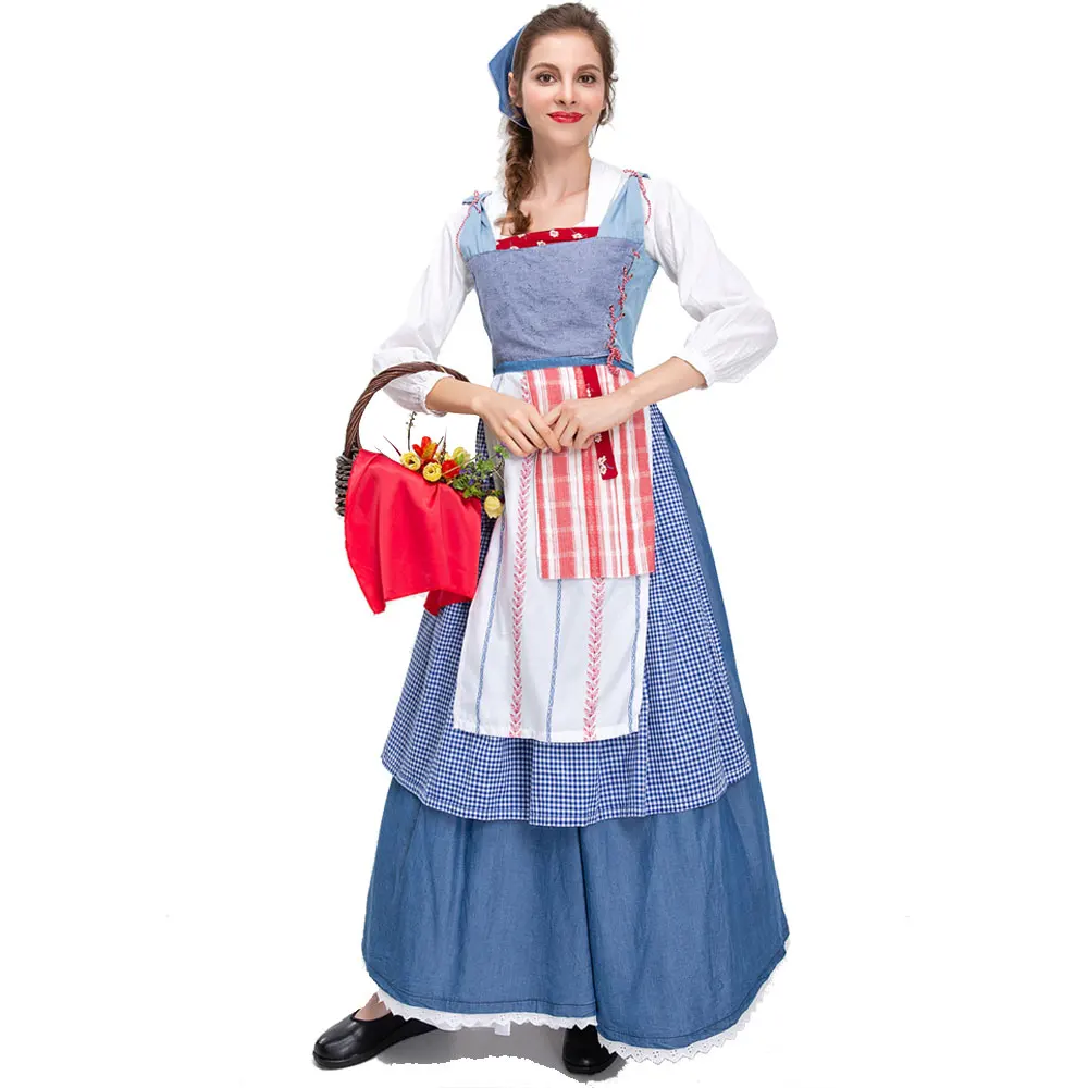 

Bavarian Oktoberfest Victorian Servant Costume French Long Dress Party Maid Cosplay Dress Halloween Tavern Waitress Dress