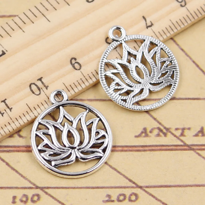 

30pcs Charms Yoga Lotus Flower 22x19mm Tibetan Silver Color Pendants Crafts Making Findings Handmade Antique DIY Jewelry