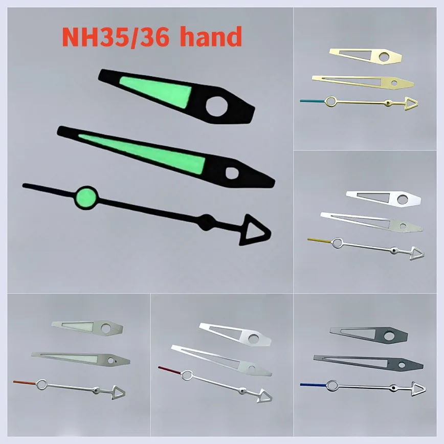 

New NH35 Hands Gold Blue Red Yellow Green Luminous Hands 12.5mm for NH35/NH36 Movement Watch Accessories