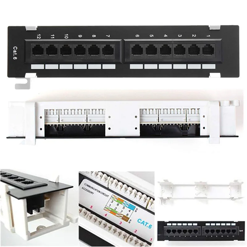 Rack de Parede com Suporte de Parede Superfície Kit de Ferramentas de Rede Cat6 Patch Panel Rede Rj45 12 Portas - Imagem 3