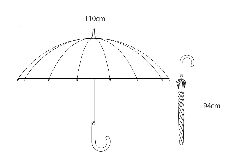 Large 24k windproof wooden long handle business umbrella