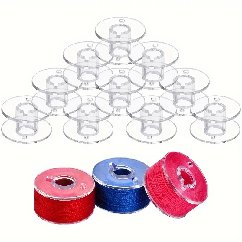 100pcs Transparent Spool Sewing Machine Spool Household Transparent Plastic Bobbin