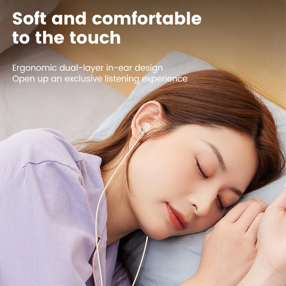Auricolari cablati a gomito da 3.5mm cuffie per dormire vivavoce In Silicone auricolari audio HiFi cuffie di controllo In linea In-ear con microfono - Image 5