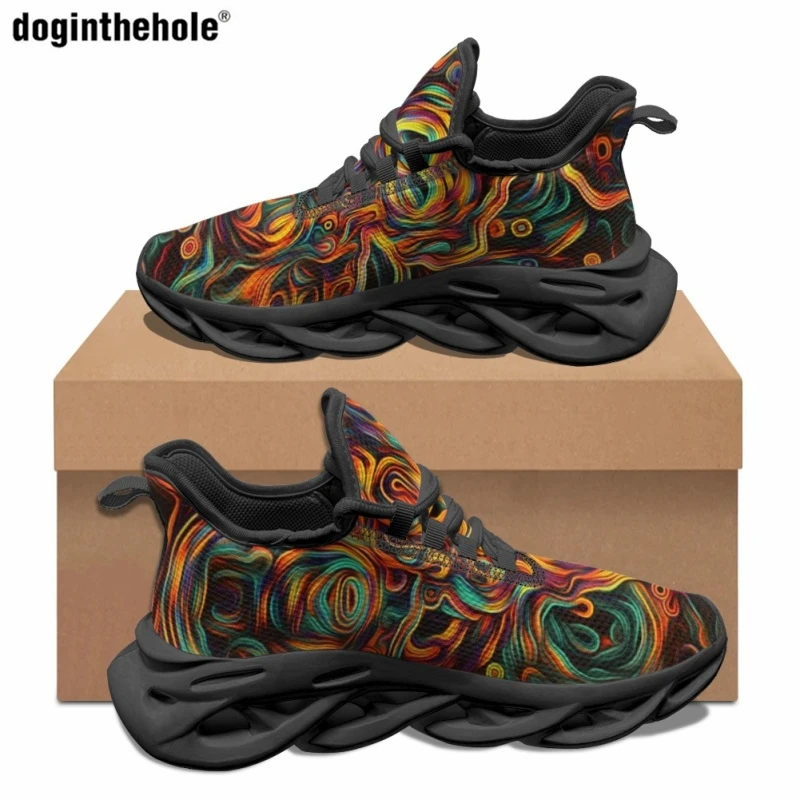 

Doginthehole Color Gradient Swirl Design Pattern Casual Shoes Ladies Popular Flat Sneakers Classic Outdoor Non-slip Sports Shoes