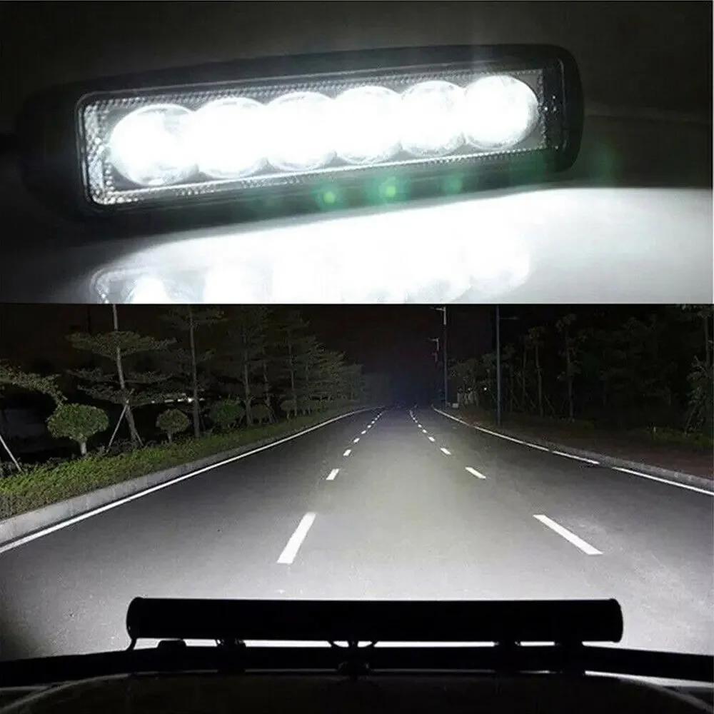 Work Light 2PCS 18w 6 LED Car Work Light DRL Spotlight High Bright Waterproof Auto Offroad SUV Truck Headlights Driving Lamp 12V 24V 6000K