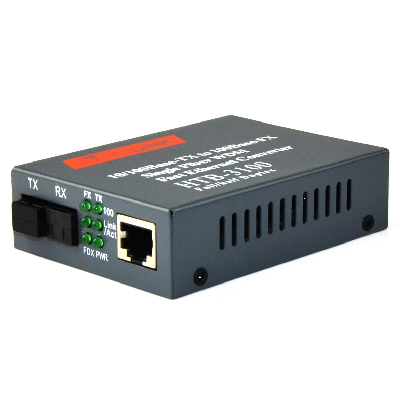 HTB-3100B Optical Fiber Media Converter Fiber Transceiver Single Fiber Converter 25km SC 10/100M Singlemode Single Fiber reyee 1000base tx sfp transceiver 100m