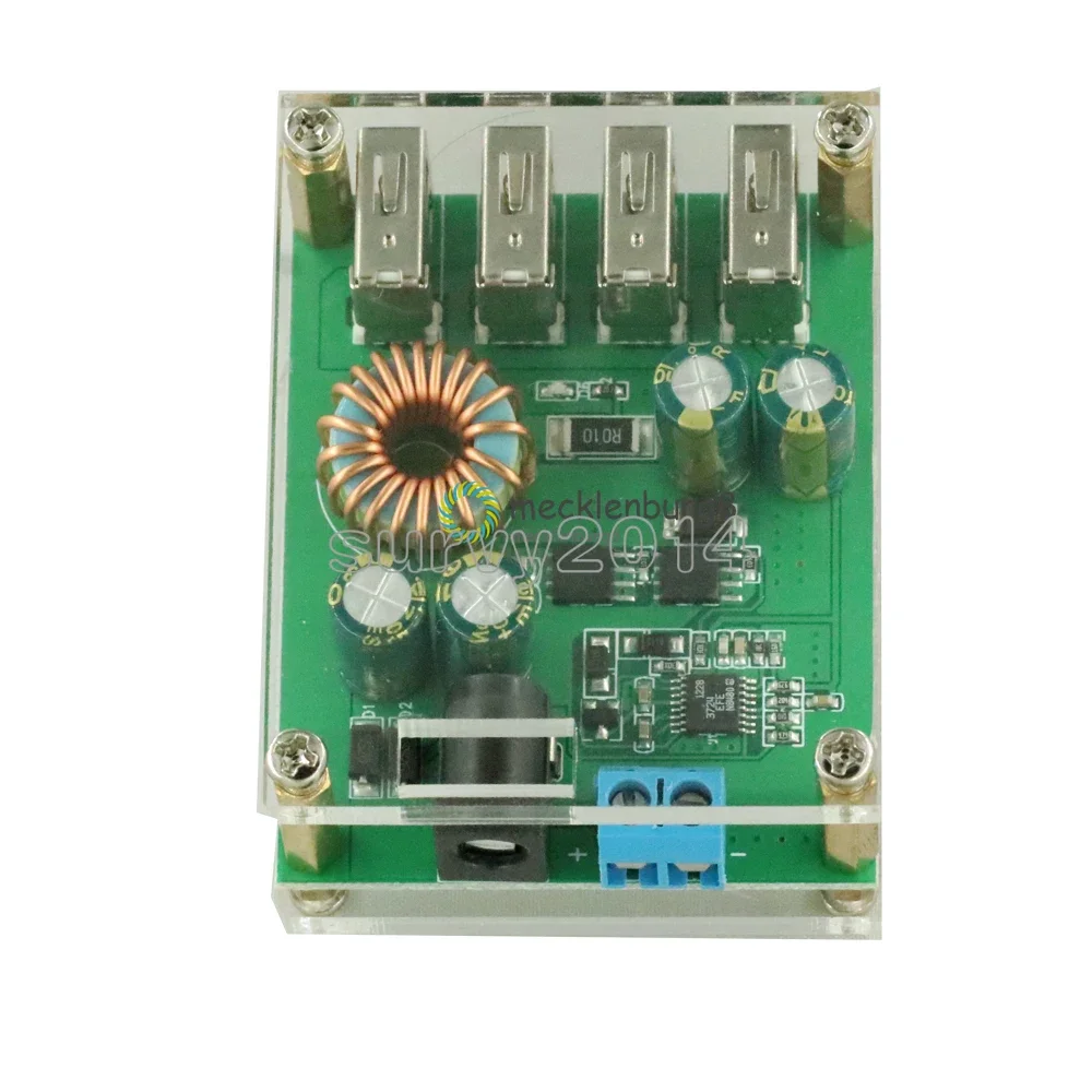 DC DC 7V-60V ~ 5V 5A 4 4 USB 출력 벅 컨버터 보드 스텝 다운 전원 공급 장치 모듈 차량용 충전기 고속 케이스 포함
