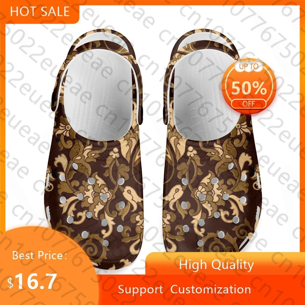 

Сандалии женские и мужские с цветочным принтом, на плоской подошве