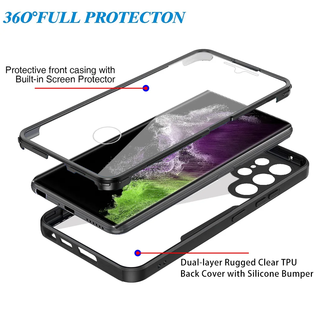 Dual-Layer Clear Phone Case with Screen Protector Cover