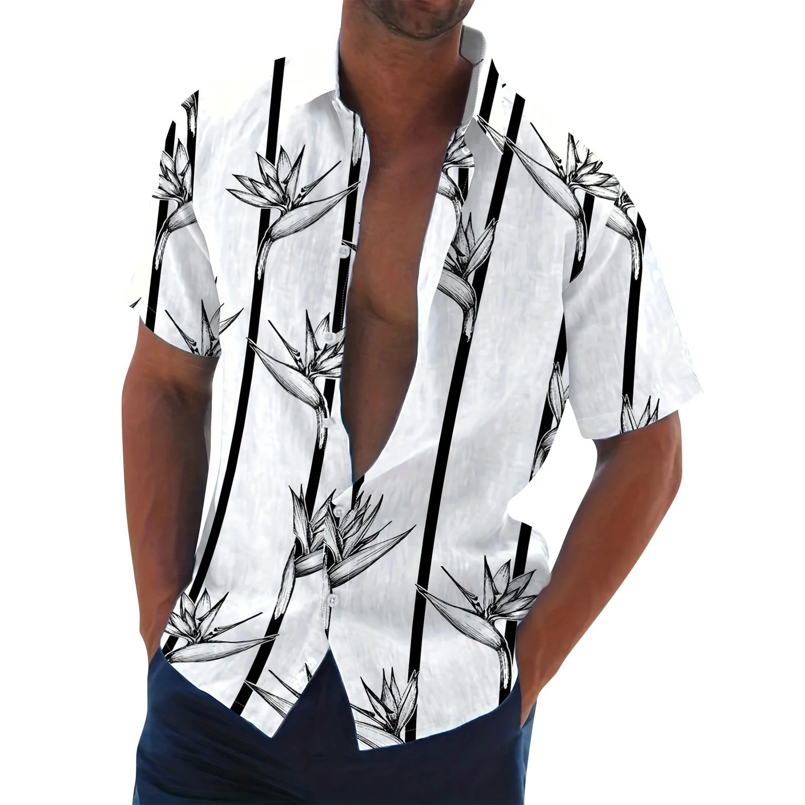 

Camisa De Vestir Hombre Men's Summer New Loose Print Long Sleeve Shirt Cardigan Beach Shirt Roupa Masculina فساتين طويلة