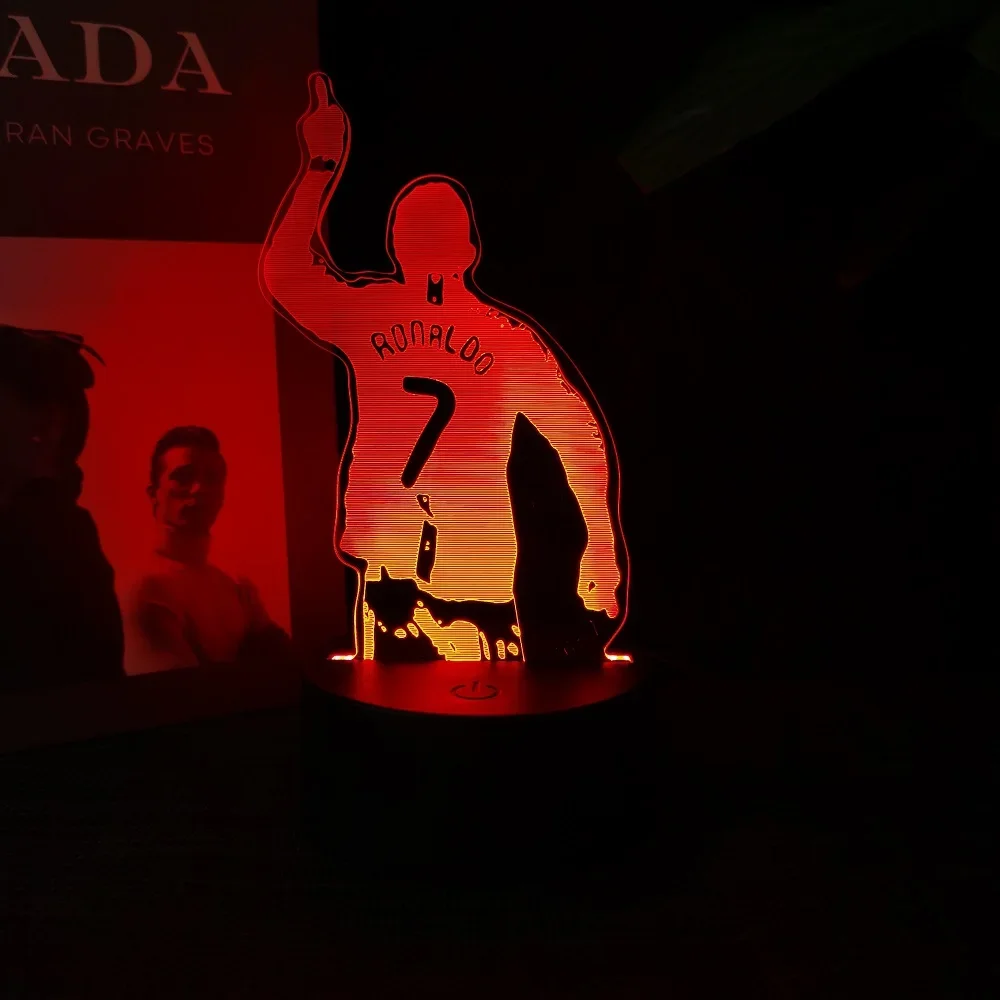 Description Picture 5 of itemFootballer 3D acrylic night light can change 16 colours to decorate the room is a great  gift for sports fans boys and girls