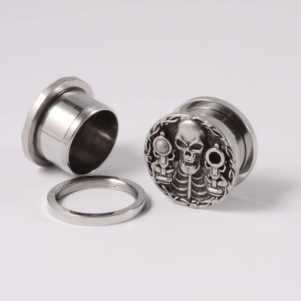 Piercing Jewelry Ear Piercing Jewelry Body Piercing Jewelry Body Jewelry 1PC Punk Stainless Steel Skeleton Ear Stretchers Tunnel External Thread Vintage Ear Gauge Plugs Expander Body Piercing Jewelry