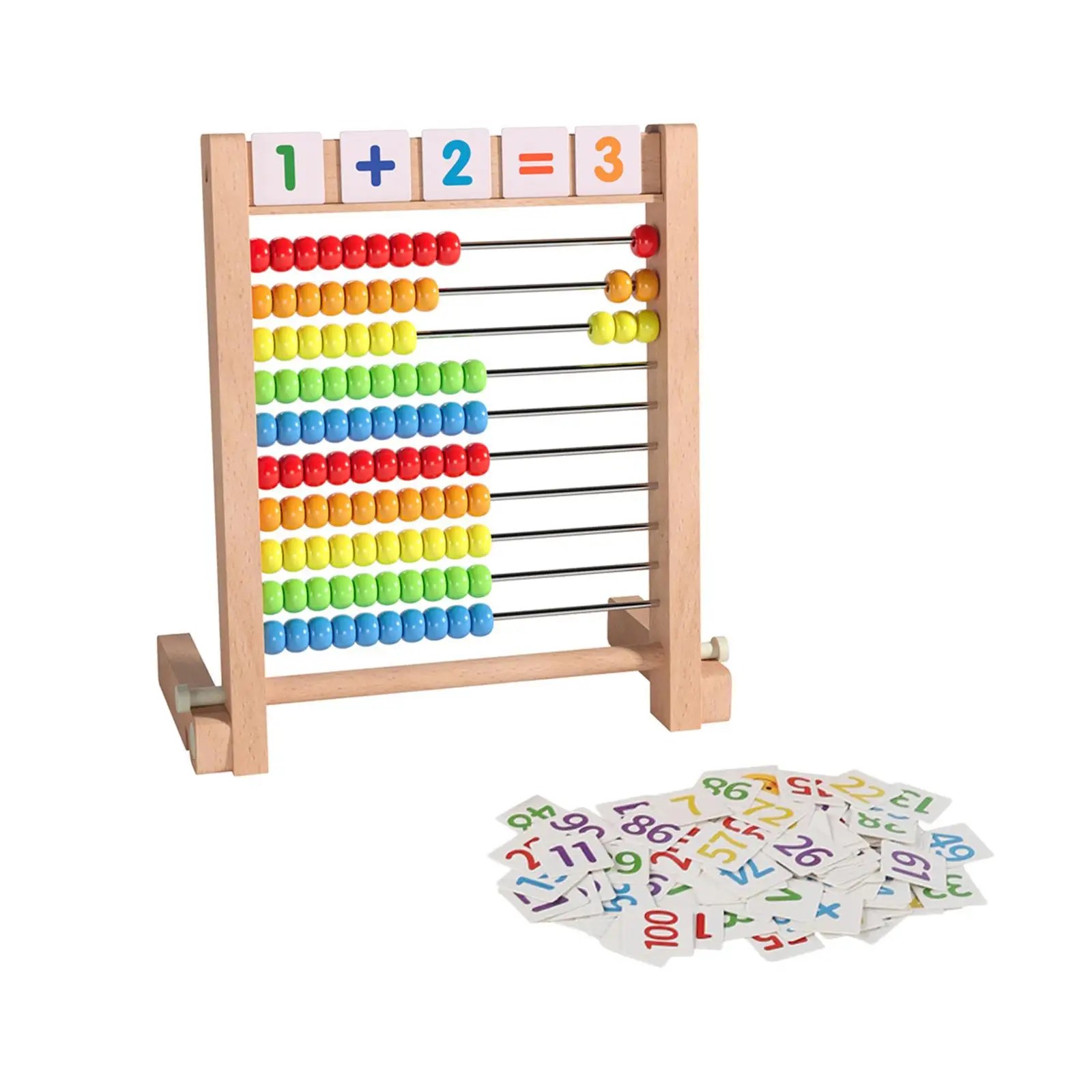 

Classic Wooden Abacus Ten Frame Set with Number Cards Montessori Math Manipulatives for Preschool Toddlers Kids Elementary Gifts