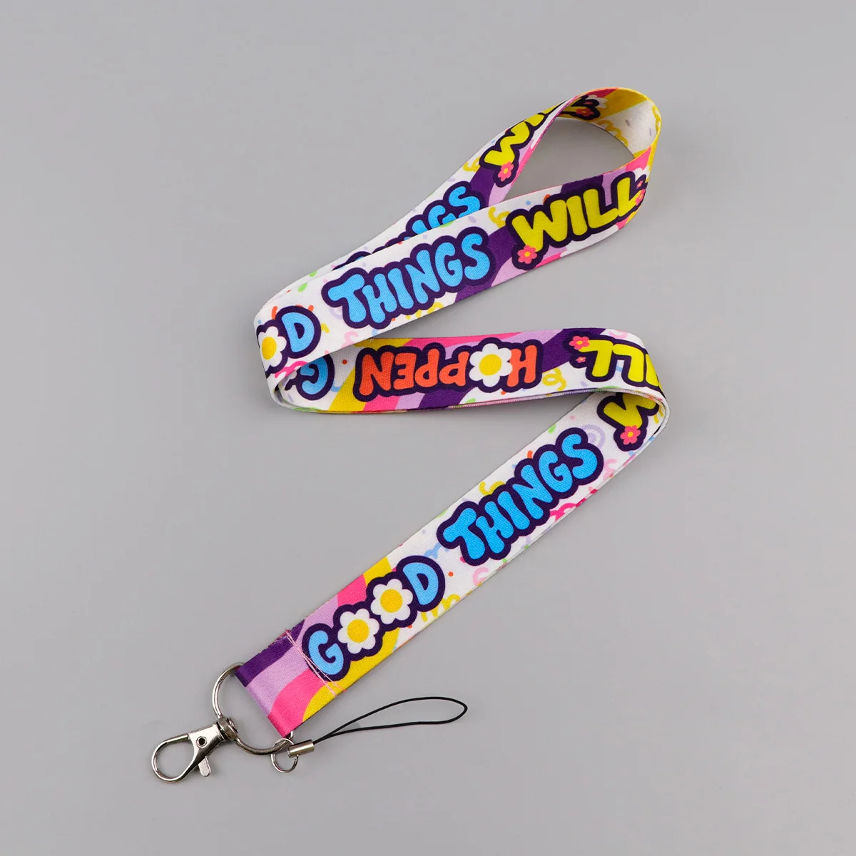 좋은 말들이 담긴 랜야드 목걸이 스트랩 키체인 그래피티 카드 커버 배지 홀더 휴대폰 줄 열쇠고리 액세서리 선물