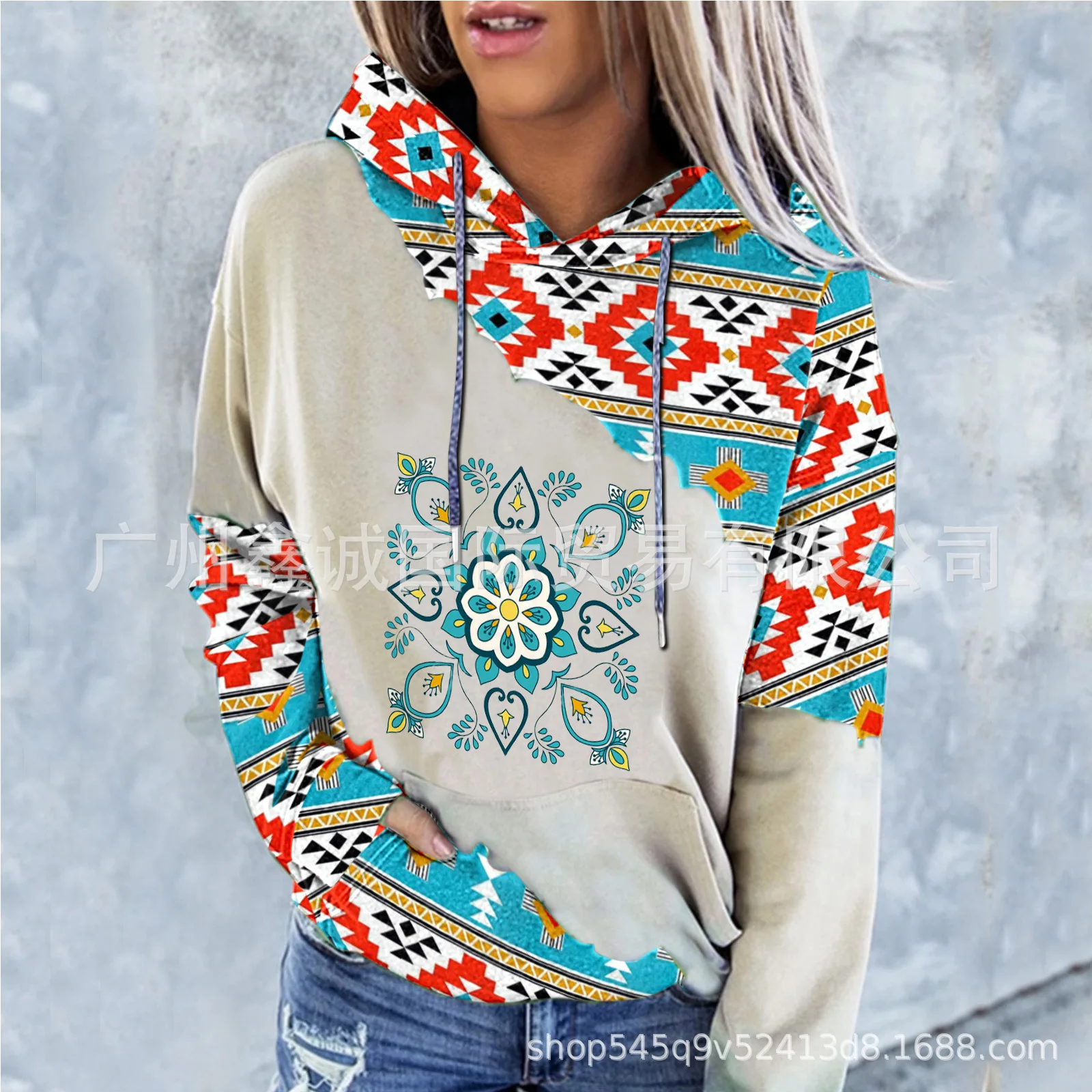 Autumn and Winter Ethnic Style Printed Knitted Long-sleeved Sweater Jacket main image 1