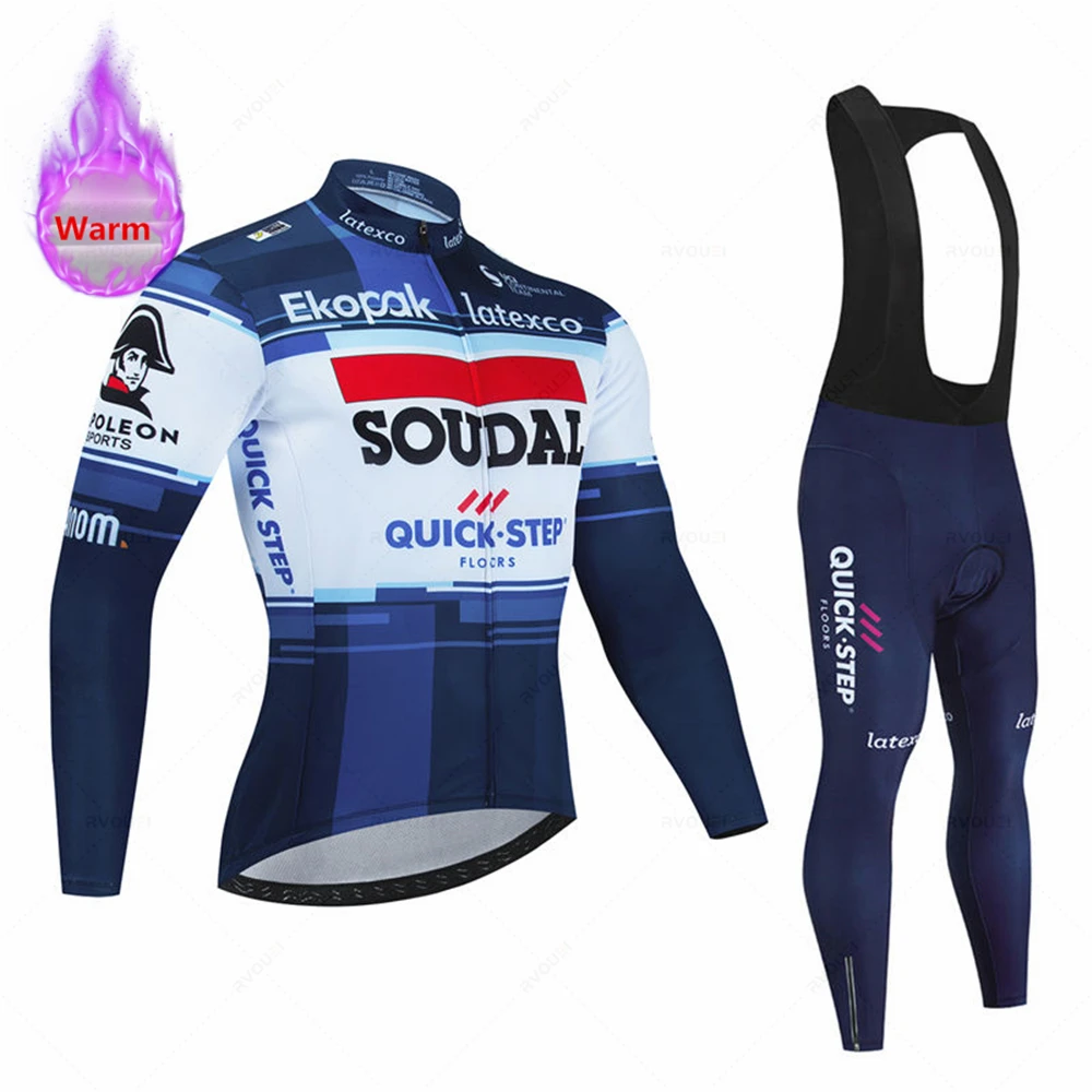 新品 SOUDAL Quick-Step サイクルジャージ／Ekopak ボトル Soudal Quick Step Team Men Winter Bicycle Clothing Long