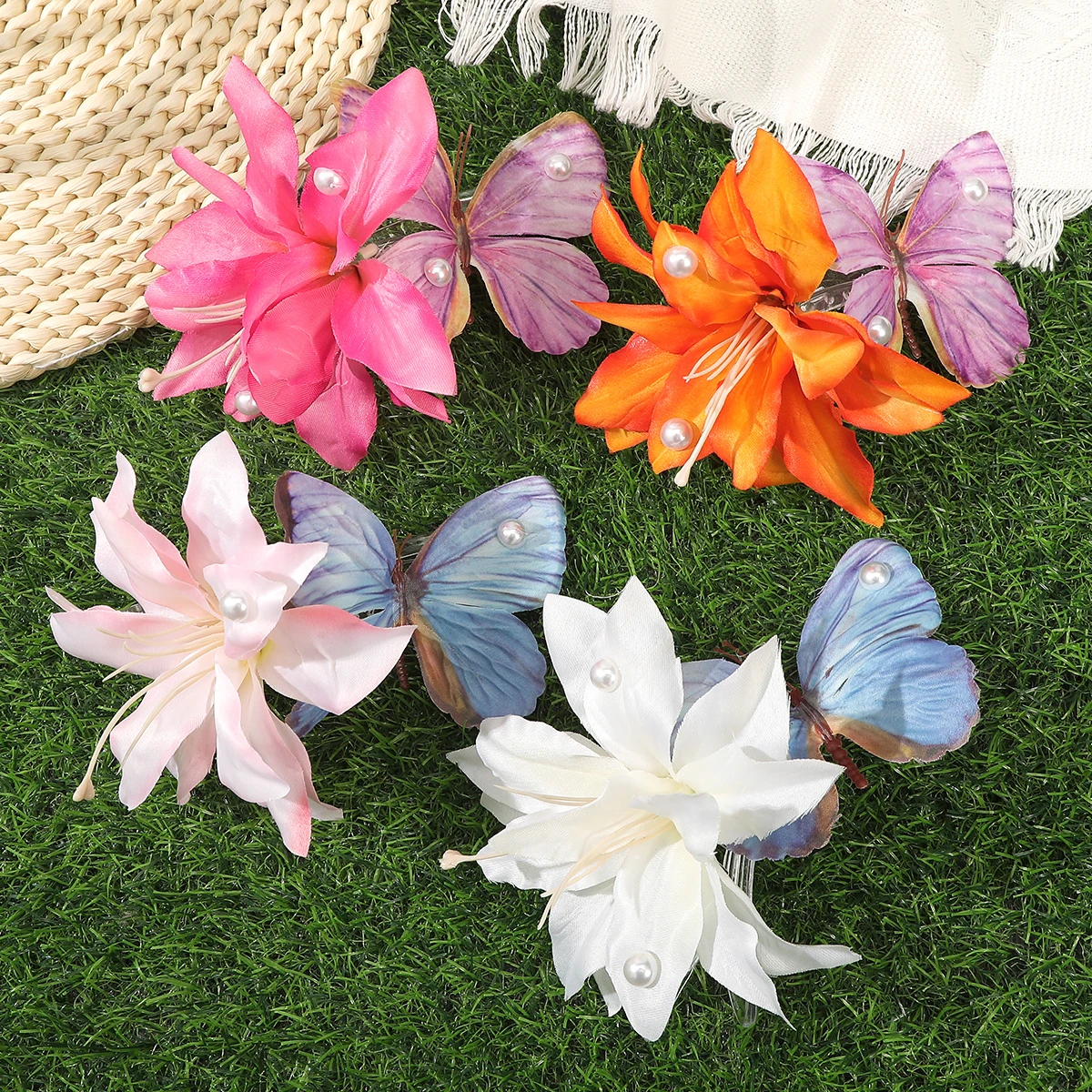 Large Flower Hairpin Beach Romantic Headwear Side Clip Women Makeup Dress Party Hairpin Hairgrips Fashion French Hair Accessory