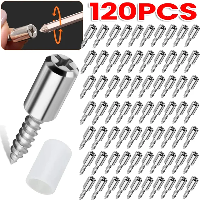 Self-Tappingสกรูตู้ลามิเนตชั้นวางหมุดลื่นชั้นวางห้องครัวแก้วเฟอร์นิเจอร์ตู้เสื้อผ้าชั้นวางPins 1