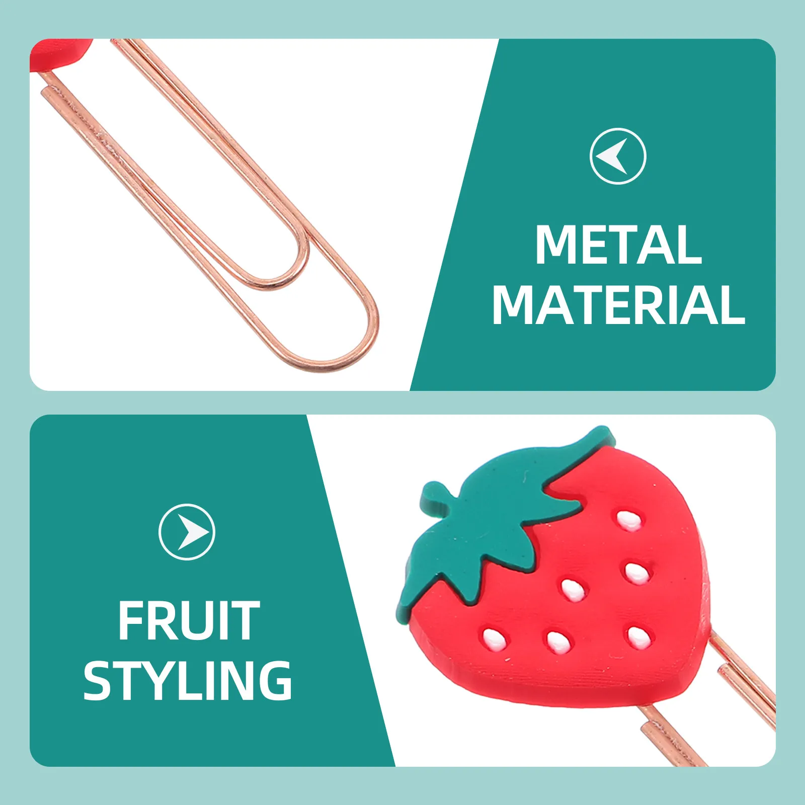 20Pcs 딸기 종이 클립 사무실 학교 장식 문서 클립 파일 메모 참신함을위한 창조적 인 컬러 소형 종이 클립