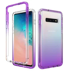 Luxury Candy Color Transparent Shockproof Case - Dual Layer Clear Cover - galaxy S10 Plus (PURPLE)