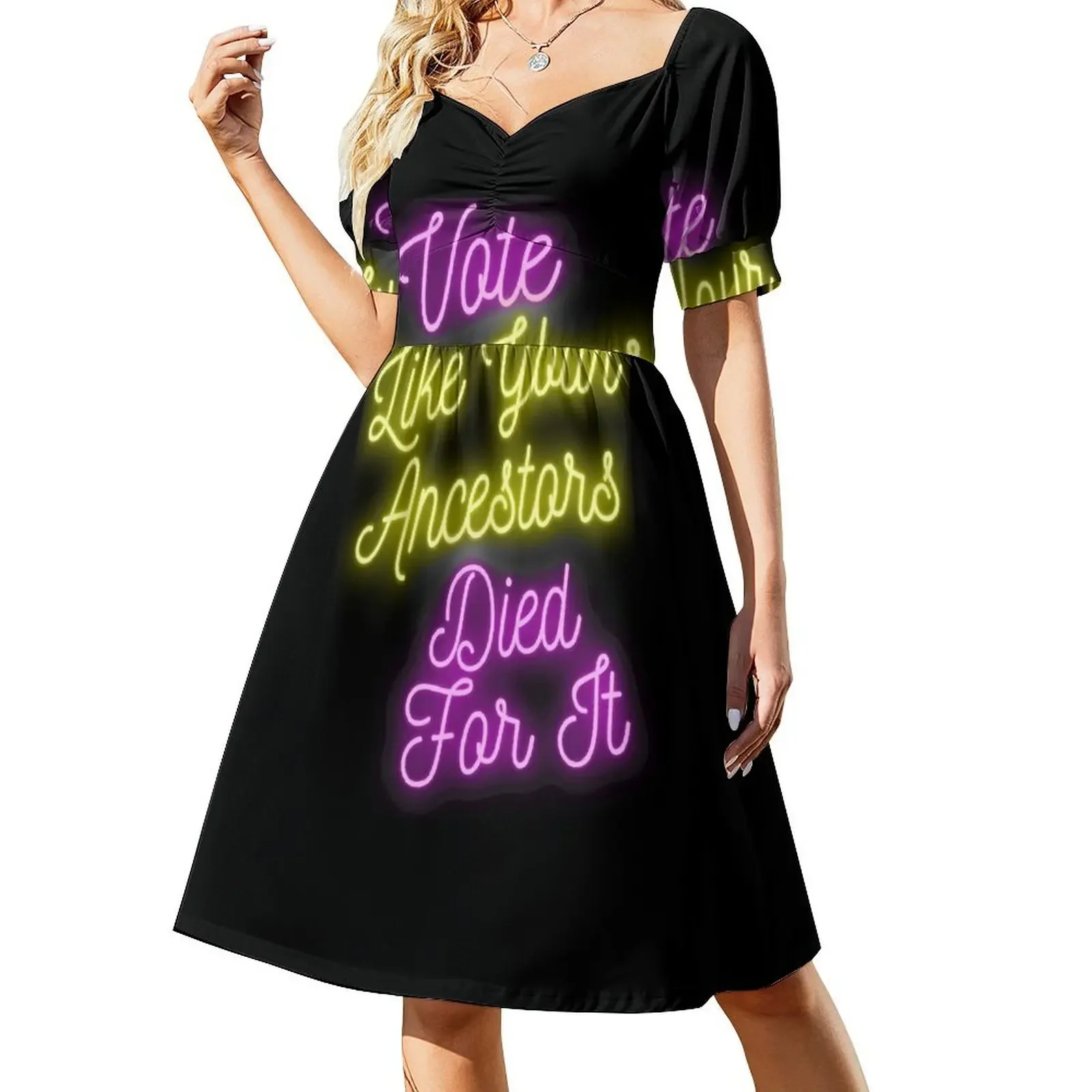 thumbnail image 1 of Vota como si tus antepasados hubieran muerto por ello Vestido sin mangas vestido de noche mujer vestido de fiesta mujer elegante lujo, 1 of 7