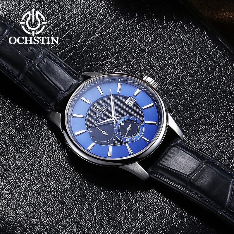 OCHSTIN Hot Model 2024 Avenger Chronograph Series Casual Hundred Japanese Multifunction Quartz Movement Men's Quartz Watch
