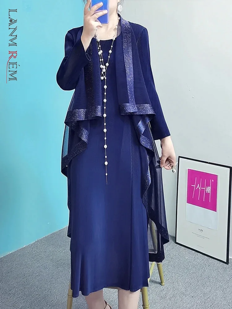 

LANMREM плиссированные платья с длинными рукавами для женщин, сшитые модные Лоскутные платья, женская элегантная одежда 2024, Весенняя Новинка 2DA3660