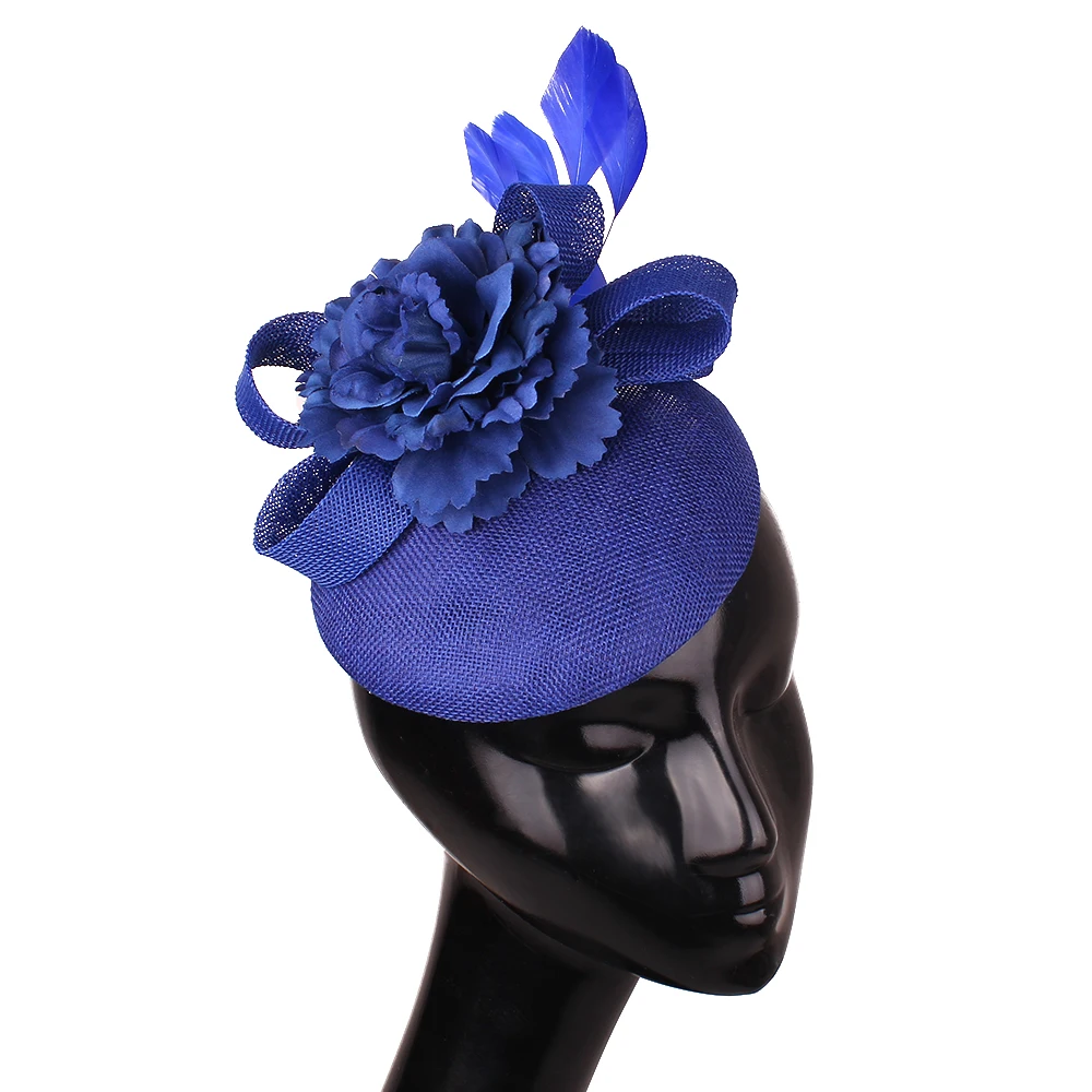 Fashion Elegant bride Wedding Fascinator Hat Headband Flower Headwear hat for women Fancy Formal Chapeau Cap hair accessories - 5