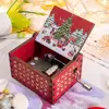 Red Merry Christmas Theme Music Box Carving Wooden Hand Crank Music Box Santa Claus New Year Christmas Gift for Children Friend 2