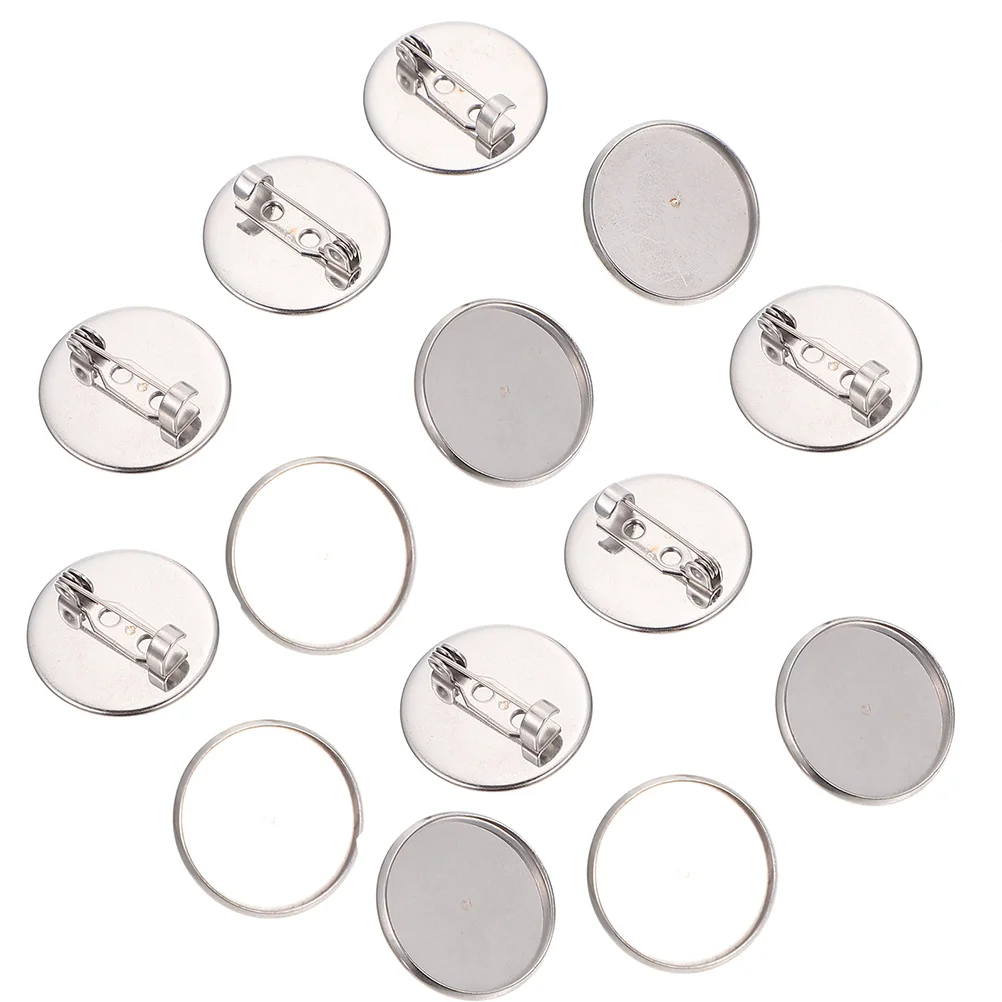 

20Pcs Brooch Pins Trays 30Mm Blank Cabochon Trays Stainless Steel Cabochon Brooch Base Settings Round Flat Brooch Clasps