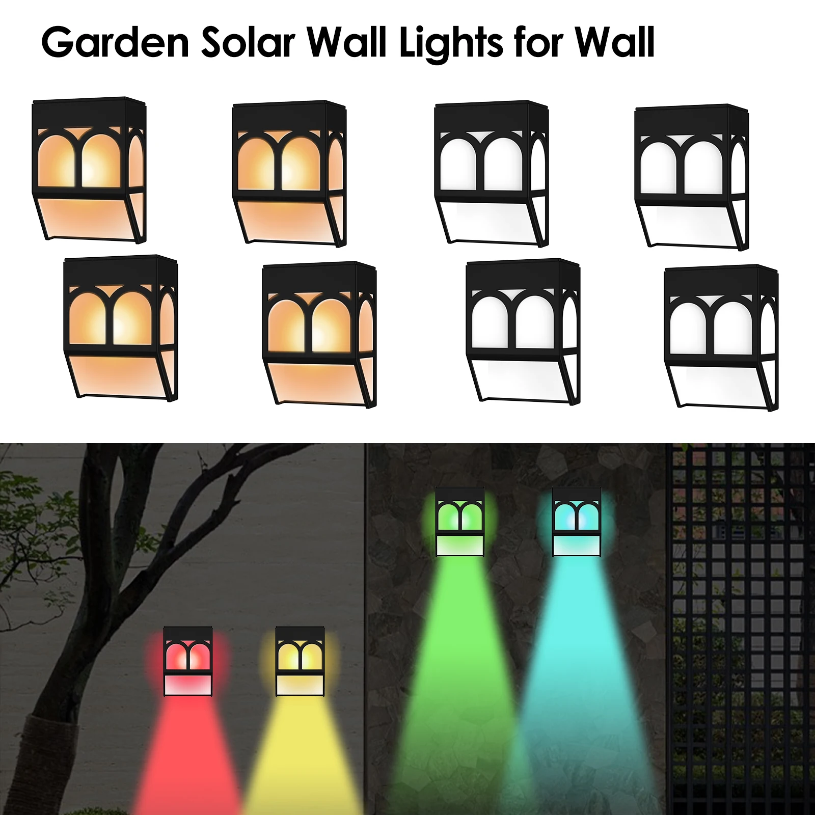 

4pcs Solar Wall Lights Outdoor Landscape Lamp Waterproof Solar Fence Light RGB Solar LED Light Outdoor Patio Yard Garden Decor
