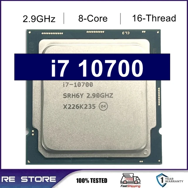 Processeur Intel Core i7-10700 i7 10700 GHz, 8 cœurs, 16 threads, L2 = 2 mo  L3 = 16 mo, 65W, LGA 2.9, scellé et livré avec le ventilateur