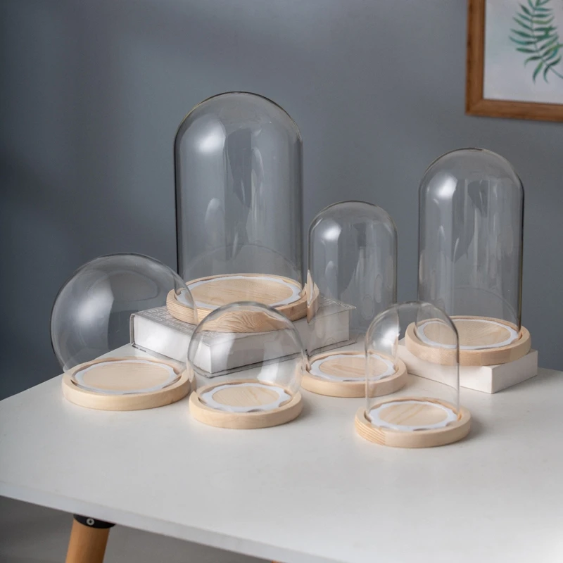 Diameter=9cm Different Height 9*12cm 9*15cm 9*18cm 9*20cm 9*22cm 9*25cm Cylinder Glass Dome EVA Log Base Cover DIY Gift Wedding 6