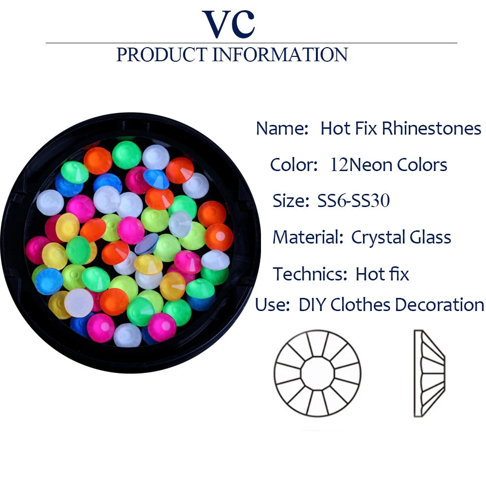 Nail Art Rhinestones Nail Art Accessories Non Hot Fix Rhinestones Glass Rhinestones Glass Crystals Rhinestone Crystals Non Hotfix Rhinestones Rhinestone Accessories VC Fluorescence Glass Strass Colorful Noctilucent Neon Non Hotfix Rhinestone Glitter Crystals For Nail Art Accessories