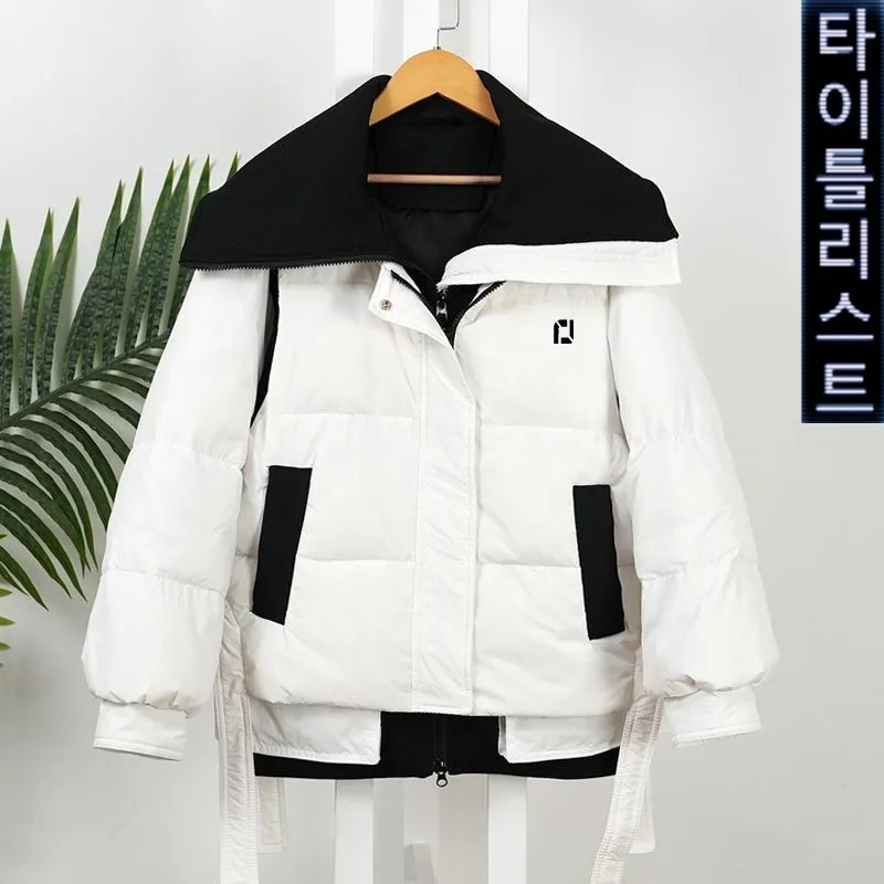 

여성 골프 의류 Korean Golf Jacket Winter Women's Golf Wear 2023 New Two Piece Set Women's Golf Clothing Short Padded Golf Vest 방풍니트골프