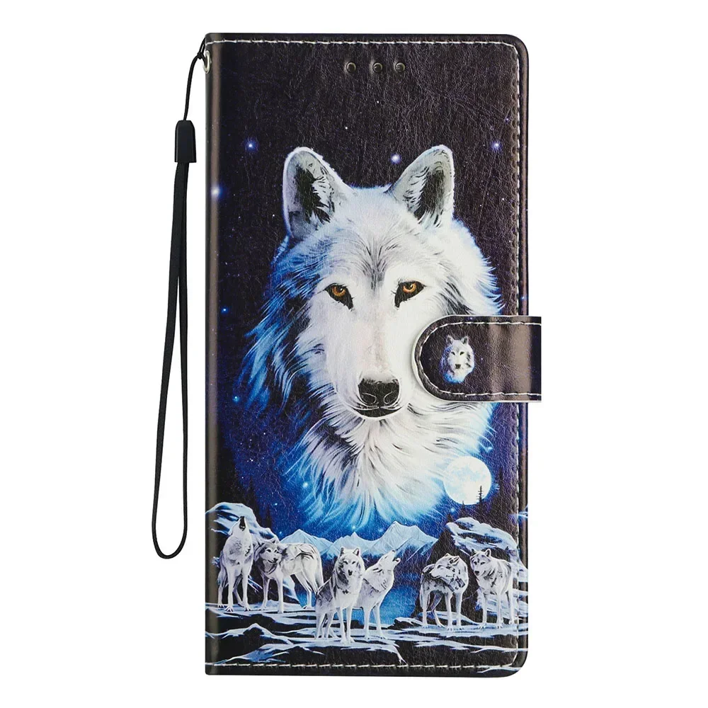 Colorful Vibrant Painted Flip Leather Wallet Phone Case with Card Slots