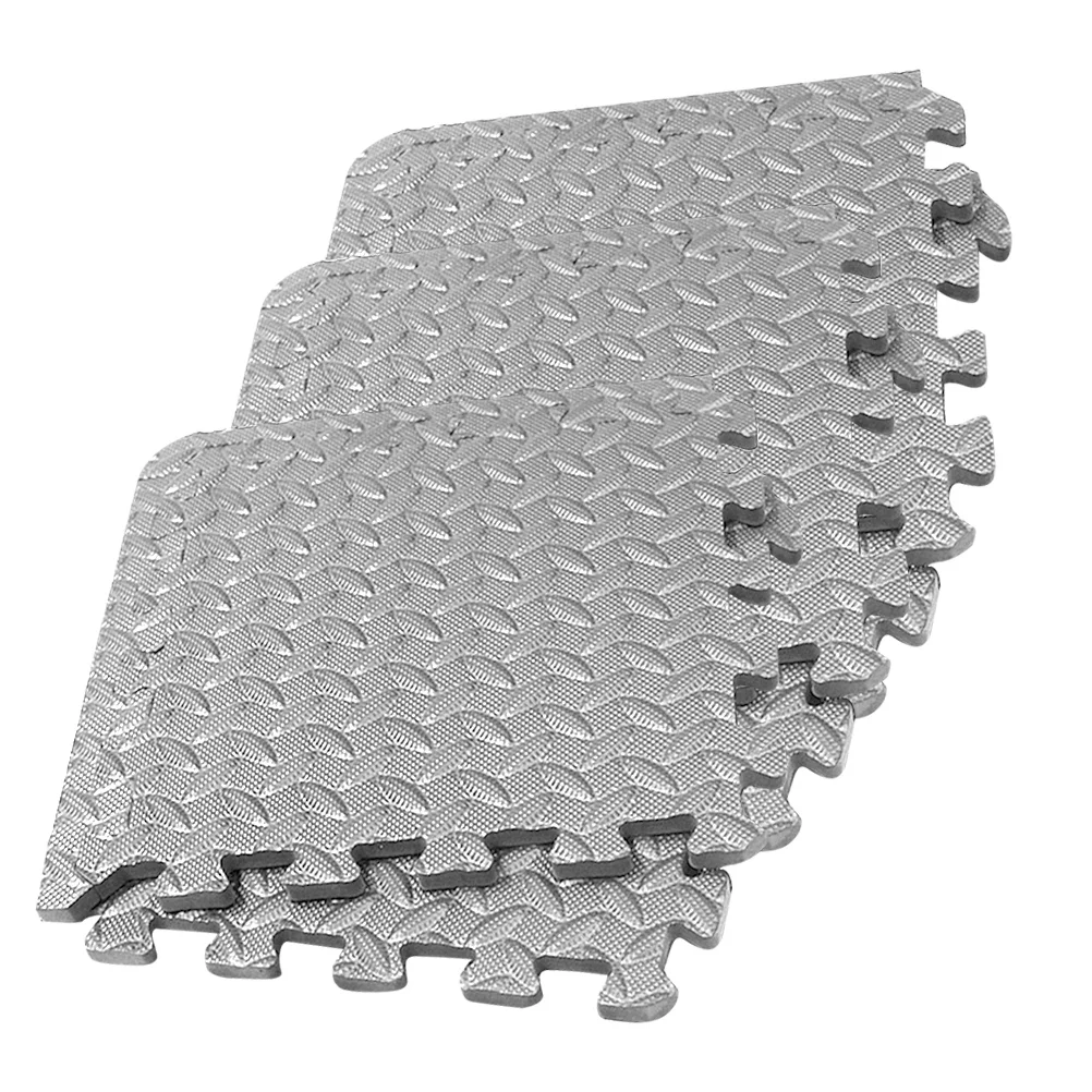 

6Pcs EVA Leaf Grain Floor Mats Splicing Floor Pads Patchwork Rugs Thicken Floor Cushion for Gym Dance Room (Grey)