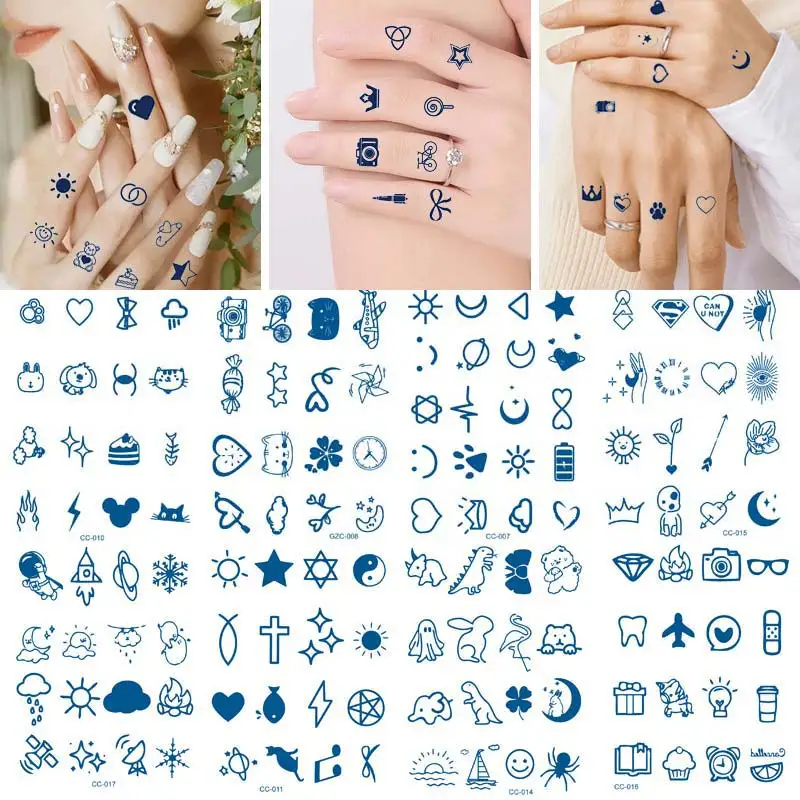 1Pc Line Art Small Flower Temporary Tattoo Sticker Finger Body Small Space  Tattoo Sticker | SHEIN