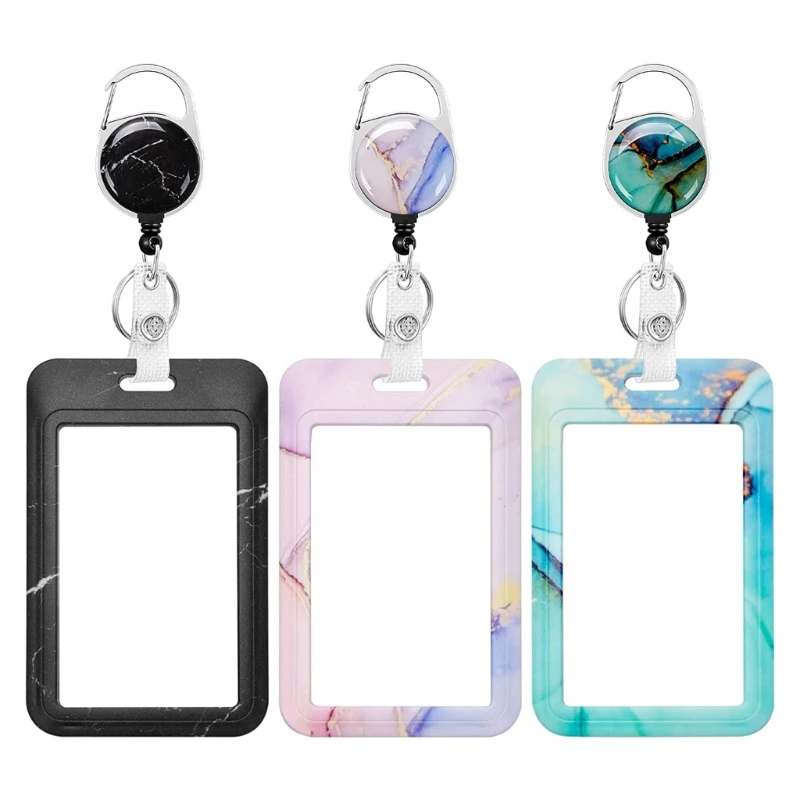 

Badge Holder with Retractable Reel Set Vertical Card Holder for Office Identity Card Key Rings and Belt Clip Attachment