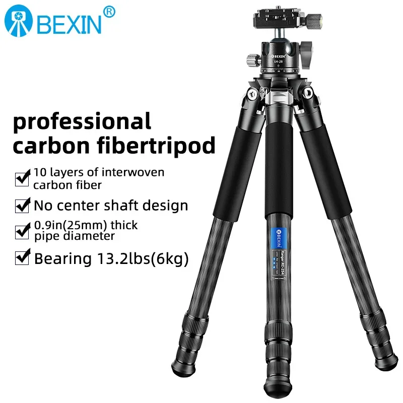 

Professional 4-Section 10X Carbon Compact Tripod 25mm Tube for Digital DSLR Video Camcorder with Center Column Load 6kg RC254