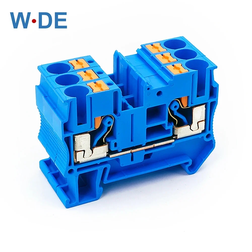 10Pcs PT-6 Din Rail Terminal Block  Connectors Push In Spring Screwless Feed Through PT6 Wire Connector Conductor