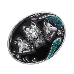 3D Wolf Head Western Belt Buckle Cowboy Classic Buckle Metal