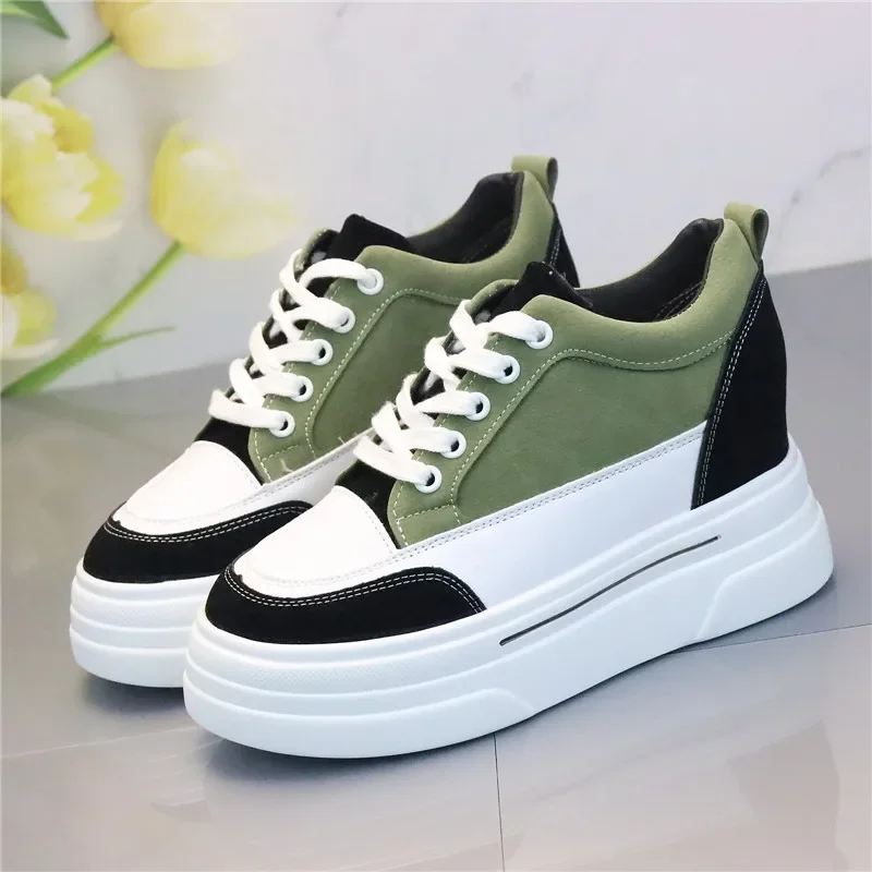 

Genuine Leather Women Shoes Platform Wedge Fashion Sneakers Women Casual Shoes Spring Autumn Comfy Summer Shoes Vulcanized