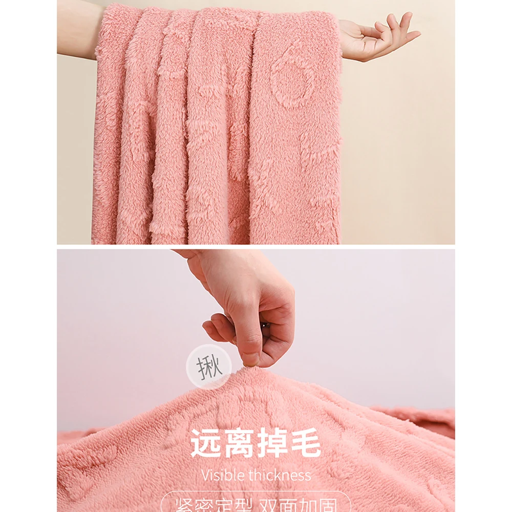 Thicken Jacquard Bathrobe Man Shower Robe Coral Fleece Warm Winter House Couple Sleepwear Korean Style Sweet Solid Dressing Gown