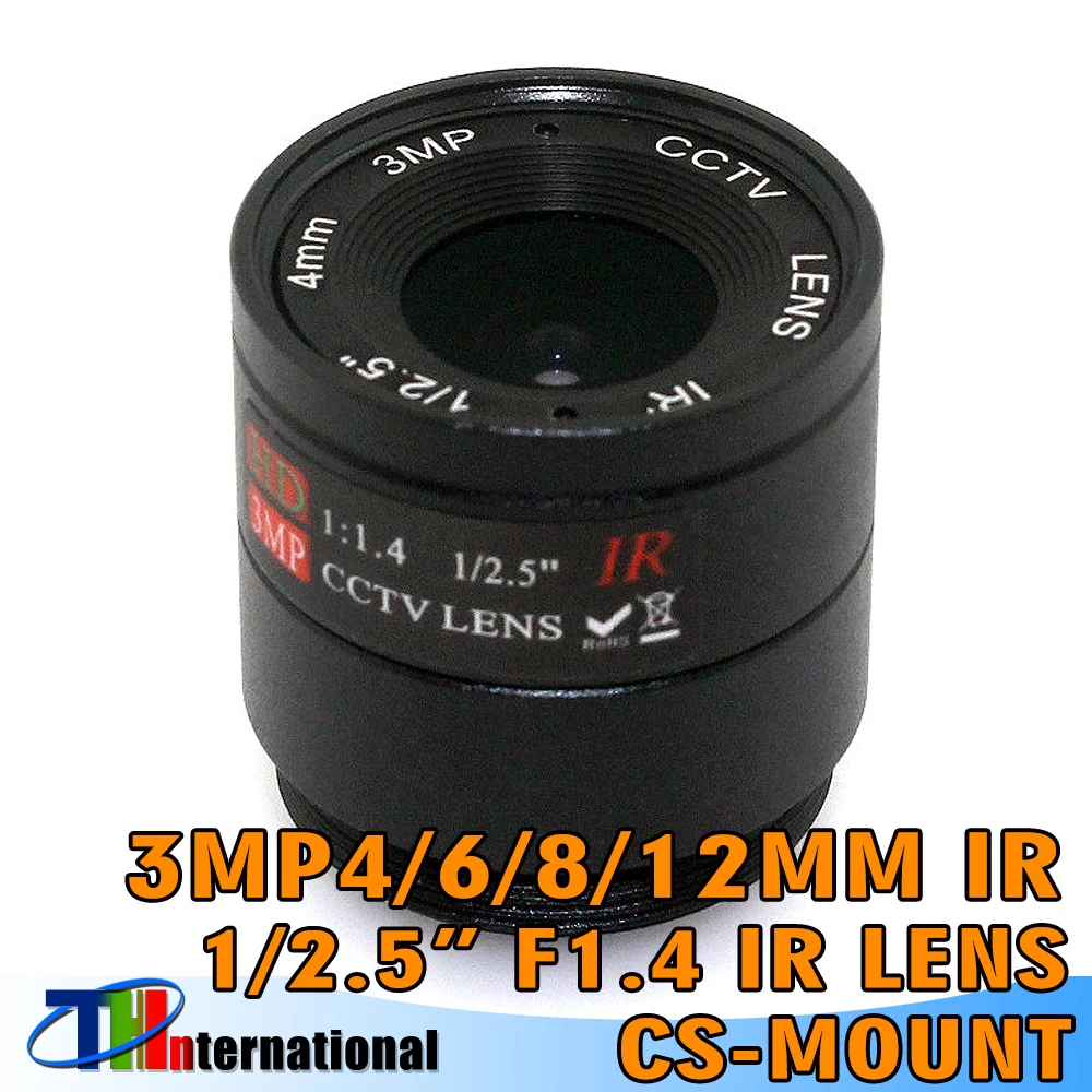 

HD 3MP 4mm 6mm 8mm CS Lens Suitable for Both 1/2.5" F1.4 CCTV CMOS/CCD Chipsets For HD IP USB Cameras and Security Camera