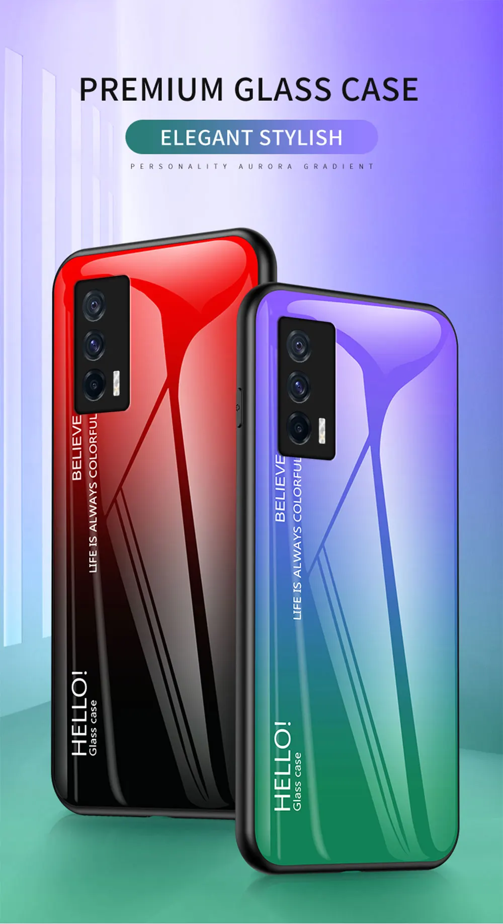 IQOO 9 Pro Case DECLAREYAO Capa de vidro rígido para VIVO IQOO 8 7 5 Pro Neo 6 3 Capa Moldura de silicone Ultra Slim Vidro temperado_voghion.com
