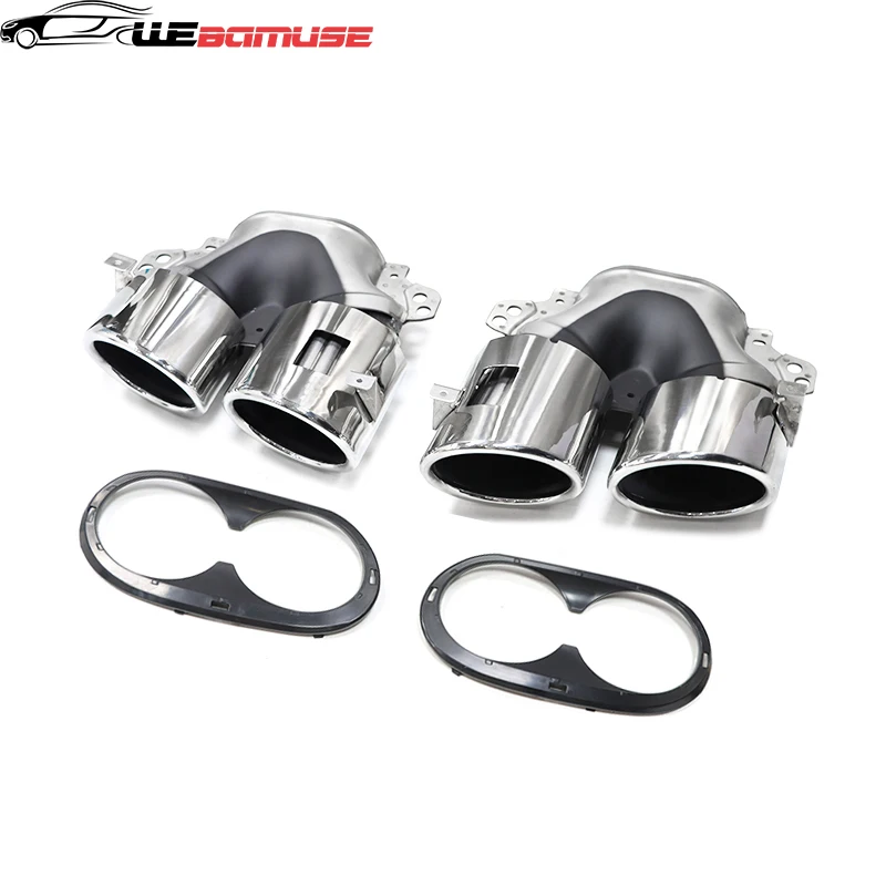 Quad Car Exhaust Tip For Mercedes-Benz A-Class W177 A35 A200 A180 A45 Rear Bumper Muffler Header Exhaust System Upgrade