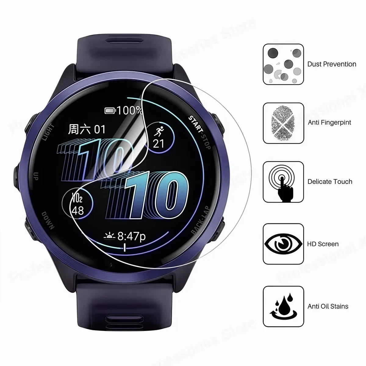 Garmin Forerunner 970 용 1-10Pcs 하이드로 겔 필름 화면 보호기 안티 스크래치 보호 커버 Forerunner 970 시계 액세서리